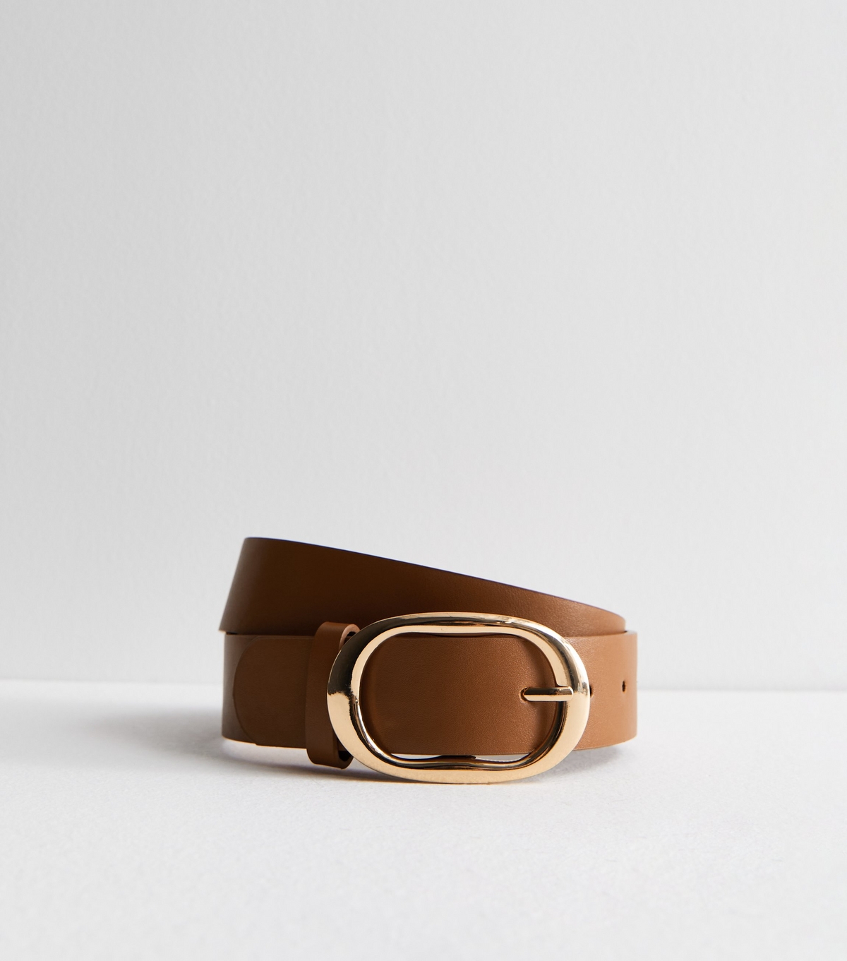 Tan Oval Buckle Belt New Look