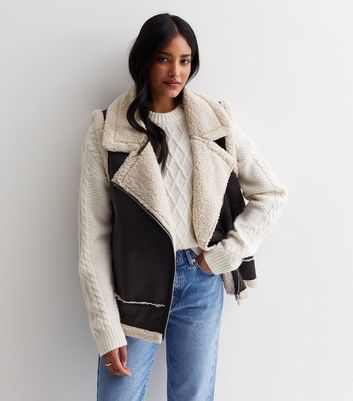 Oversize zip-up aviator jacket with eco-fur :: LICHI - Online fashion store