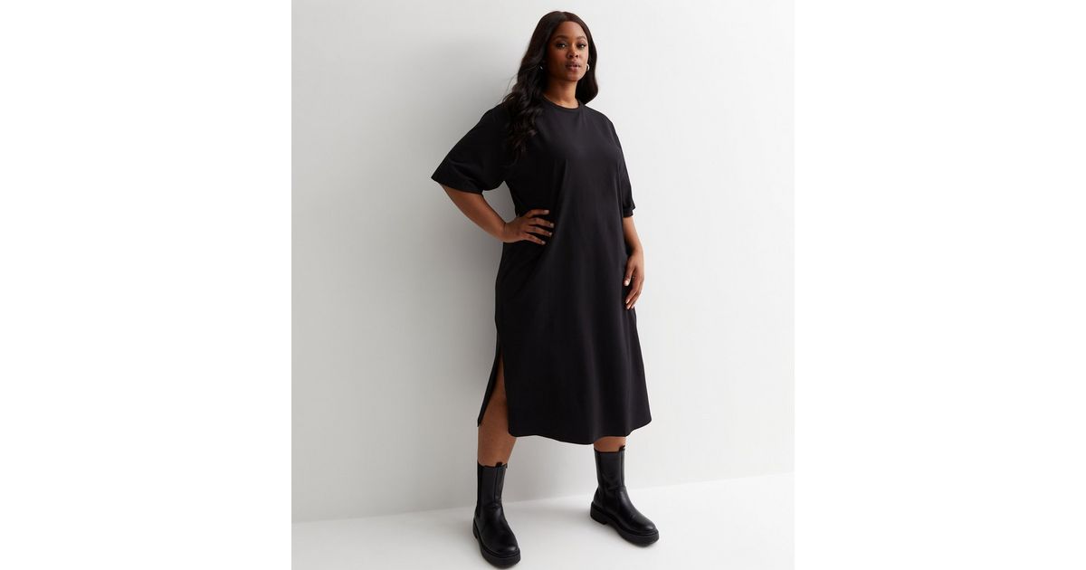 Curves Black Midi TShirt Dress New Look