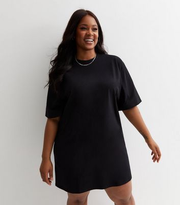 Curves Black Crew Neck T Shirt Mini Dress New Look