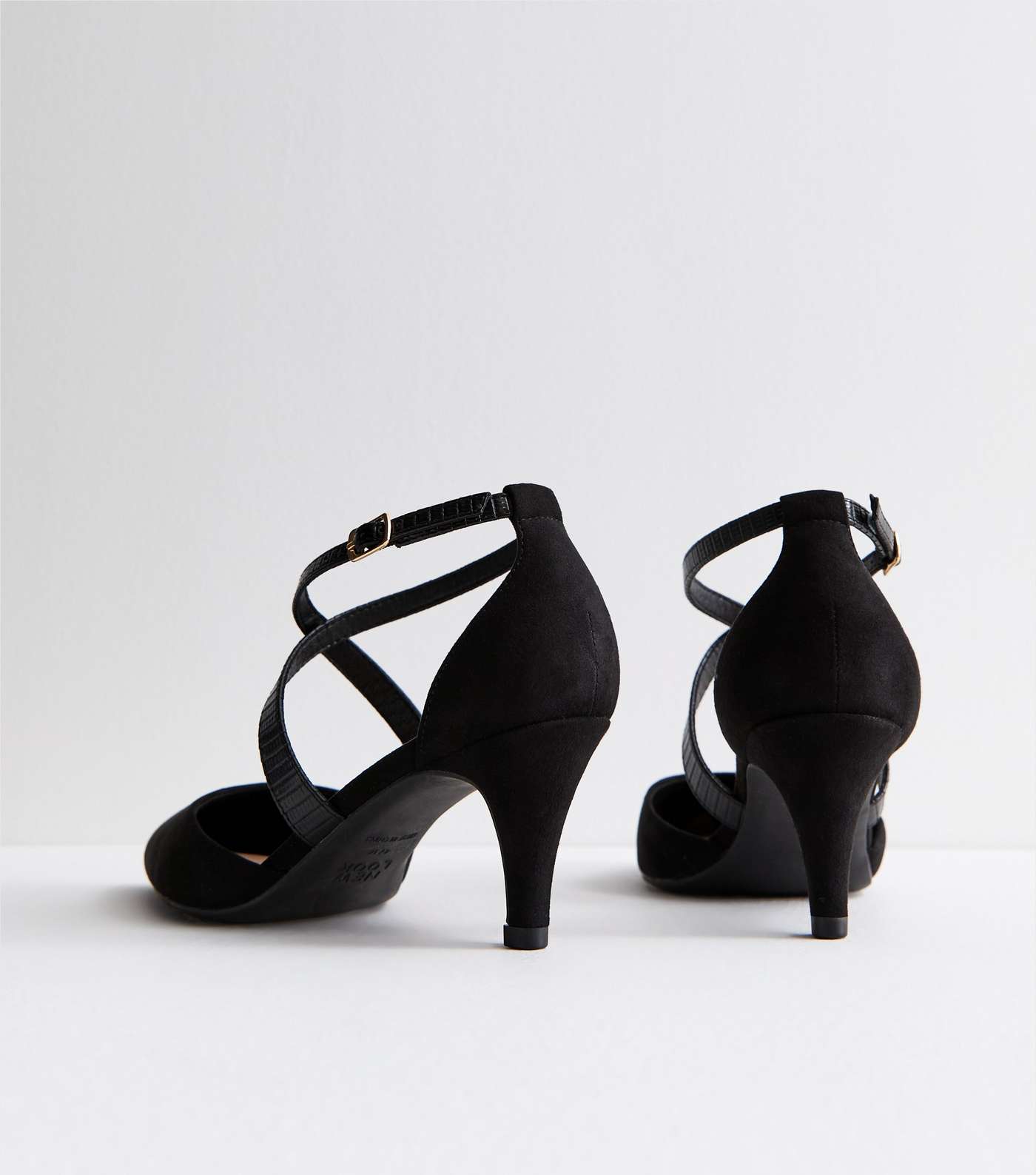 Wide Fit Black Suedette Stiletto Heel Court Shoes Image 4