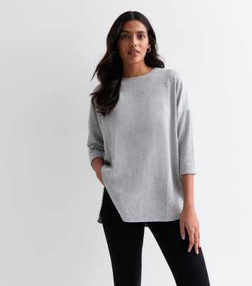 Pale Grey Jersey 3/4 Sleeve Top