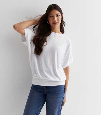 White Short Sleeve Batwing Top