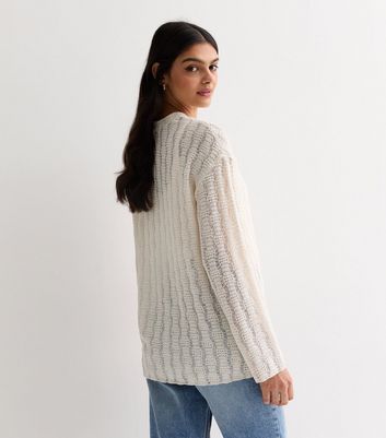 Cream Textured Knit Long Sleeve Top New Look