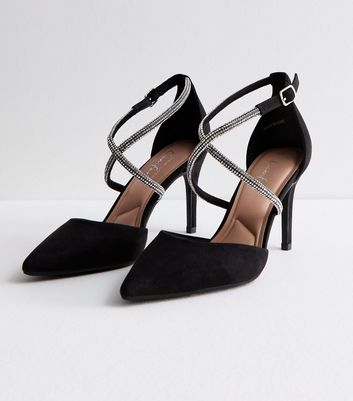 New Look single platform heeled sandals in black | ASOS