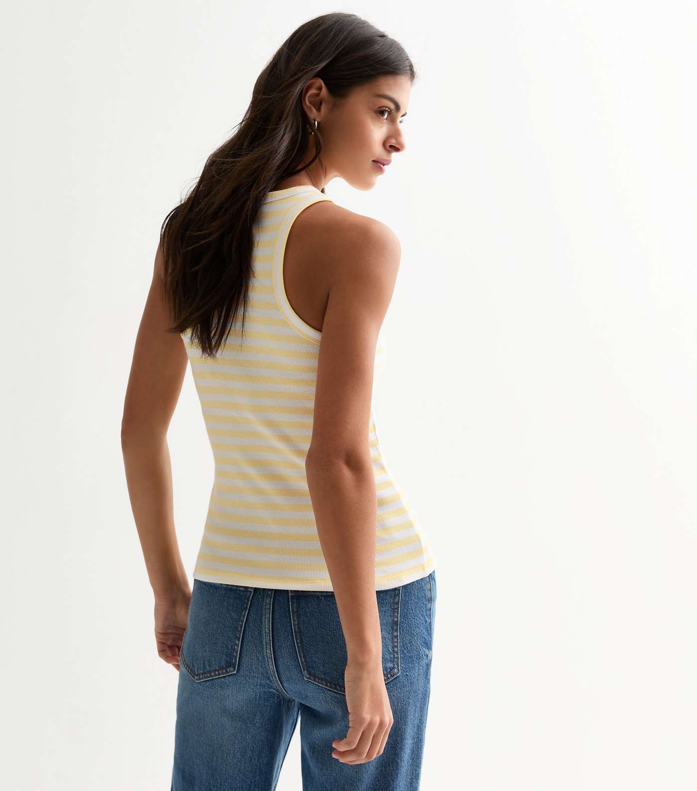 Yellow Stripe Ribbed Racer Vest Image 4