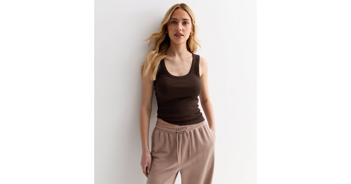 Unique Cross Neck Vest Brown