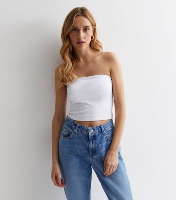 White Crop Bandeau Top New Look