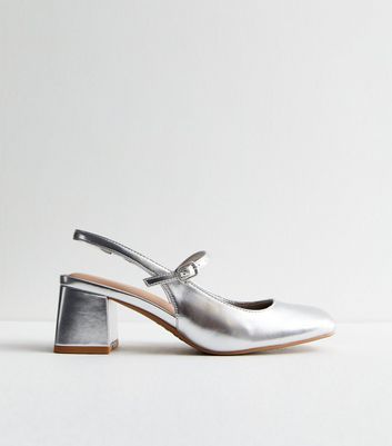 Silver slingback outlet shoes