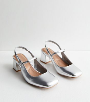 Silver slingback 2024 court shoes