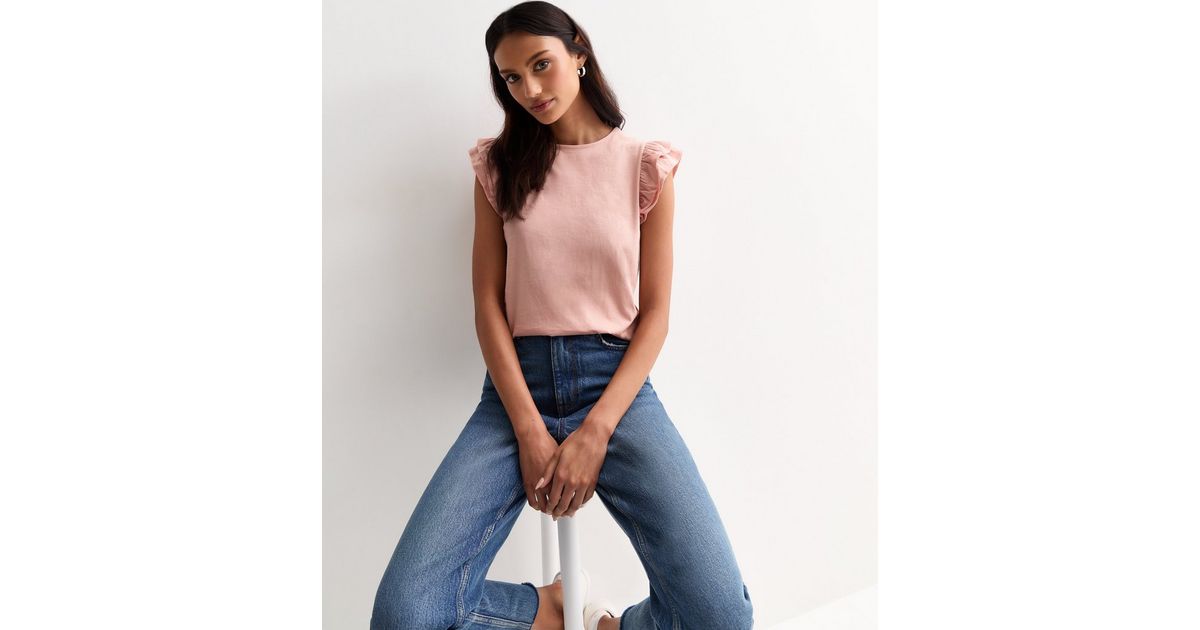 Pink Solid Frill Top