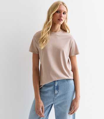 Stone Cotton Crew Neck T-Shirt