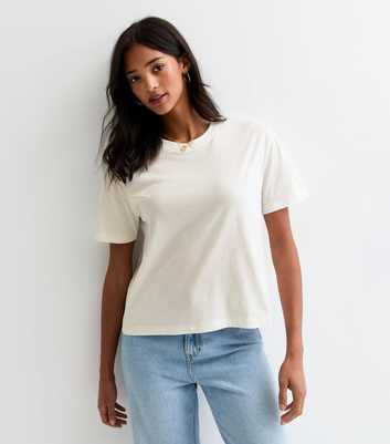 Cream Boxy Cotton T-Shirt 
