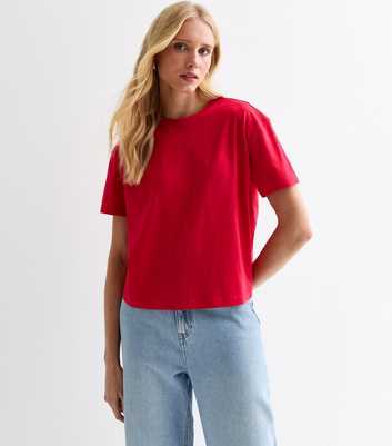 Red Boxy Cotton T-Shirt 