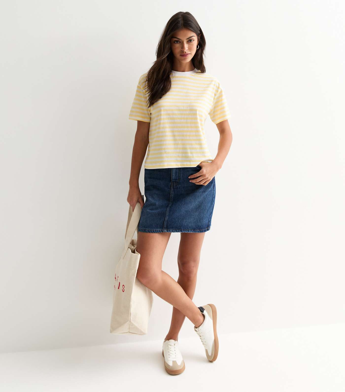 Yellow Stripe Boxy Cotton T-Shirt Image 3