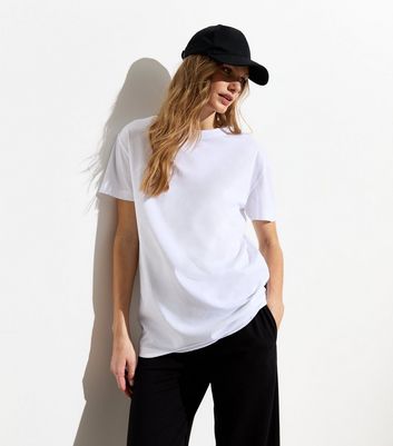 White Cotton Crew Neck Oversized T-Shirt New Look