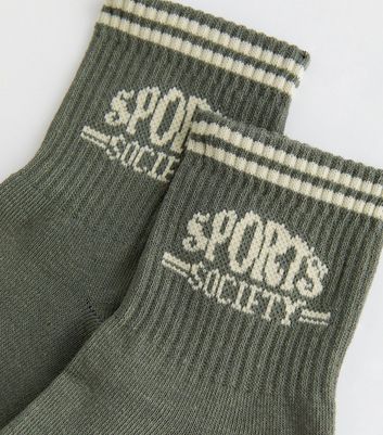 Olive Sports Society Tube Socks New Look