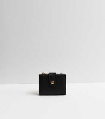 Black Leather-Look Tab Card Holder