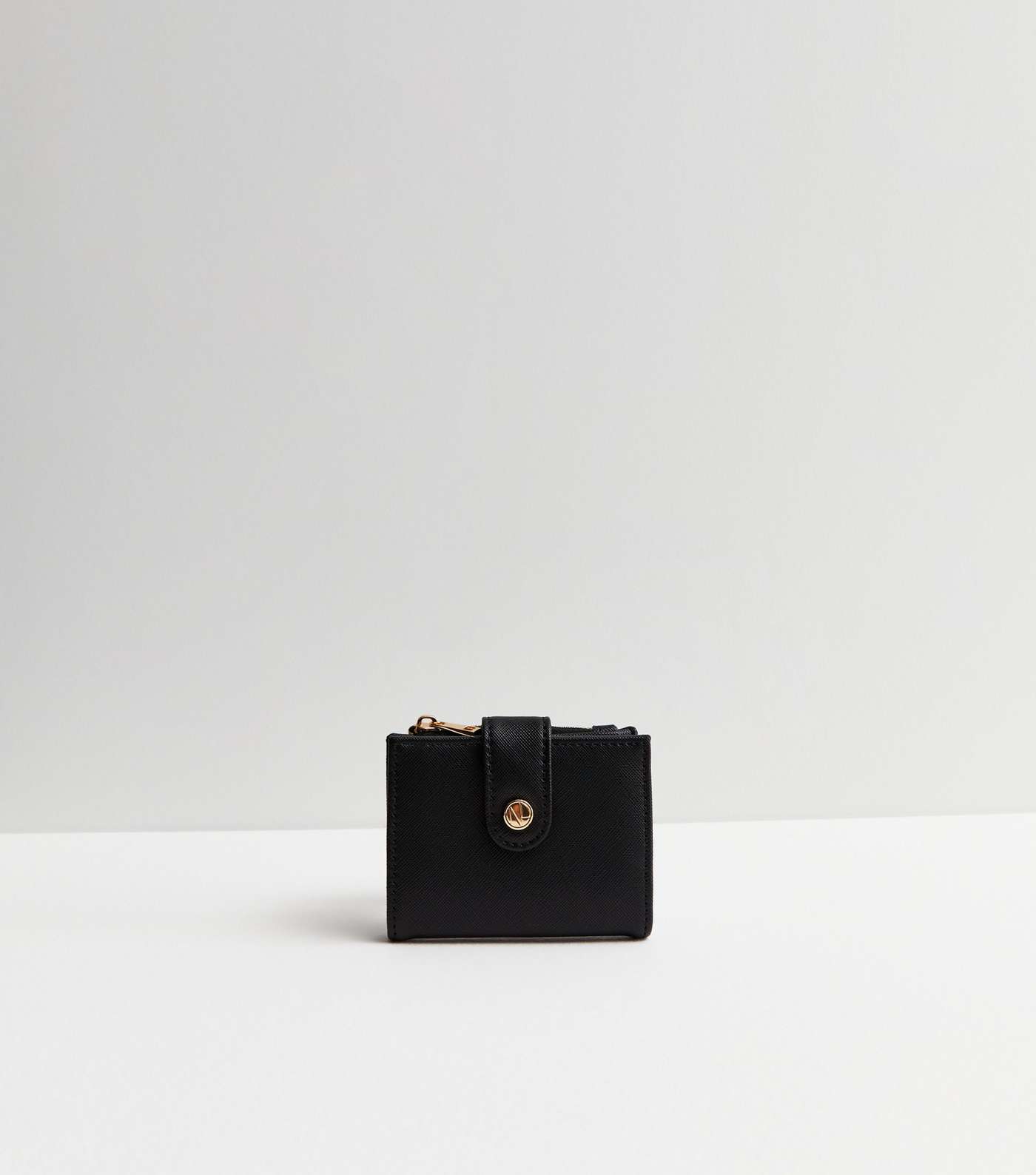 Black Leather-Look Tab Card Holder