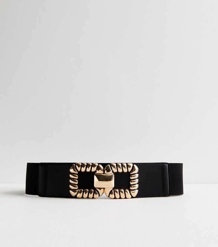 Black Square Buckle Stretch Belt