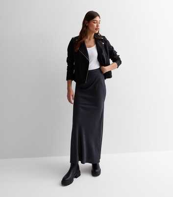 Tall Black Jacquard Satin Bias Cut Midi Skirt