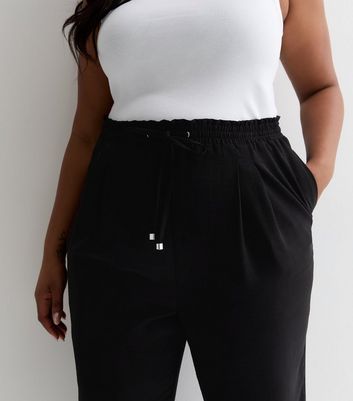 Curves Black Tie Waist Joggers New Look