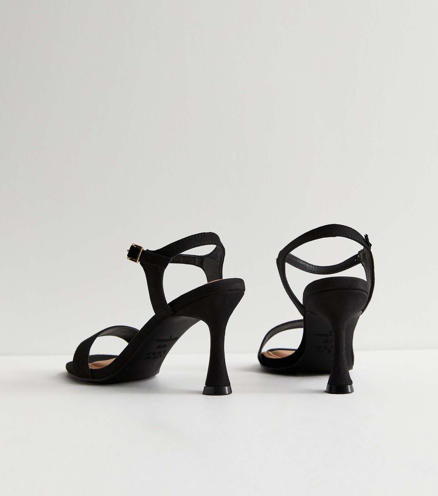 Black Suedette 2 Part Stiletto Heel Sandals Image 4