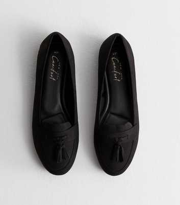 Black Suedette Tassel Loafers