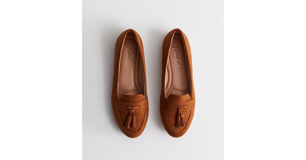 Brown Suedette Tassel Loafers New Look
