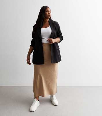 Curves Stone Textured Midi Skirt