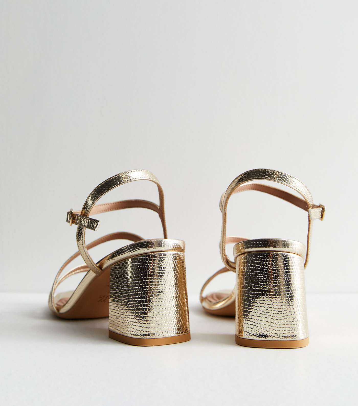 Wide Fit Gold Strappy Block Heel Sandals Image 4