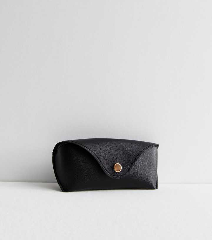 Black Leather-Look Hardshell Sunglasses Case