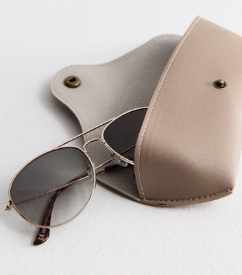 Mink Leather-Look Hardshell Sunglasses Case New Look