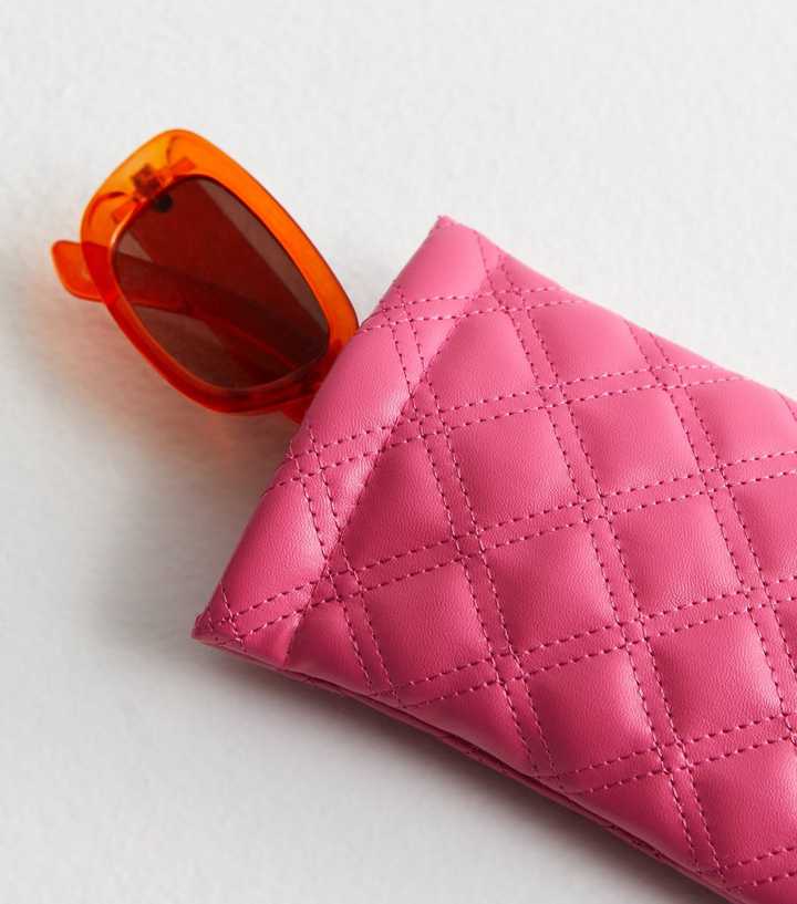 Pink Quilted Sunglasses Case