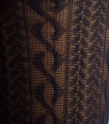 Navy Cable Knit Cotton Rich Tights New Look