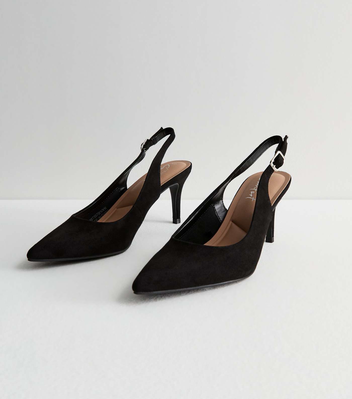 Black Suedette Slingback Stiletto Heel Court Shoes Image 5