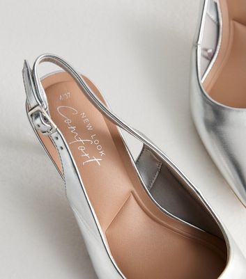 Silver court shoes new look store