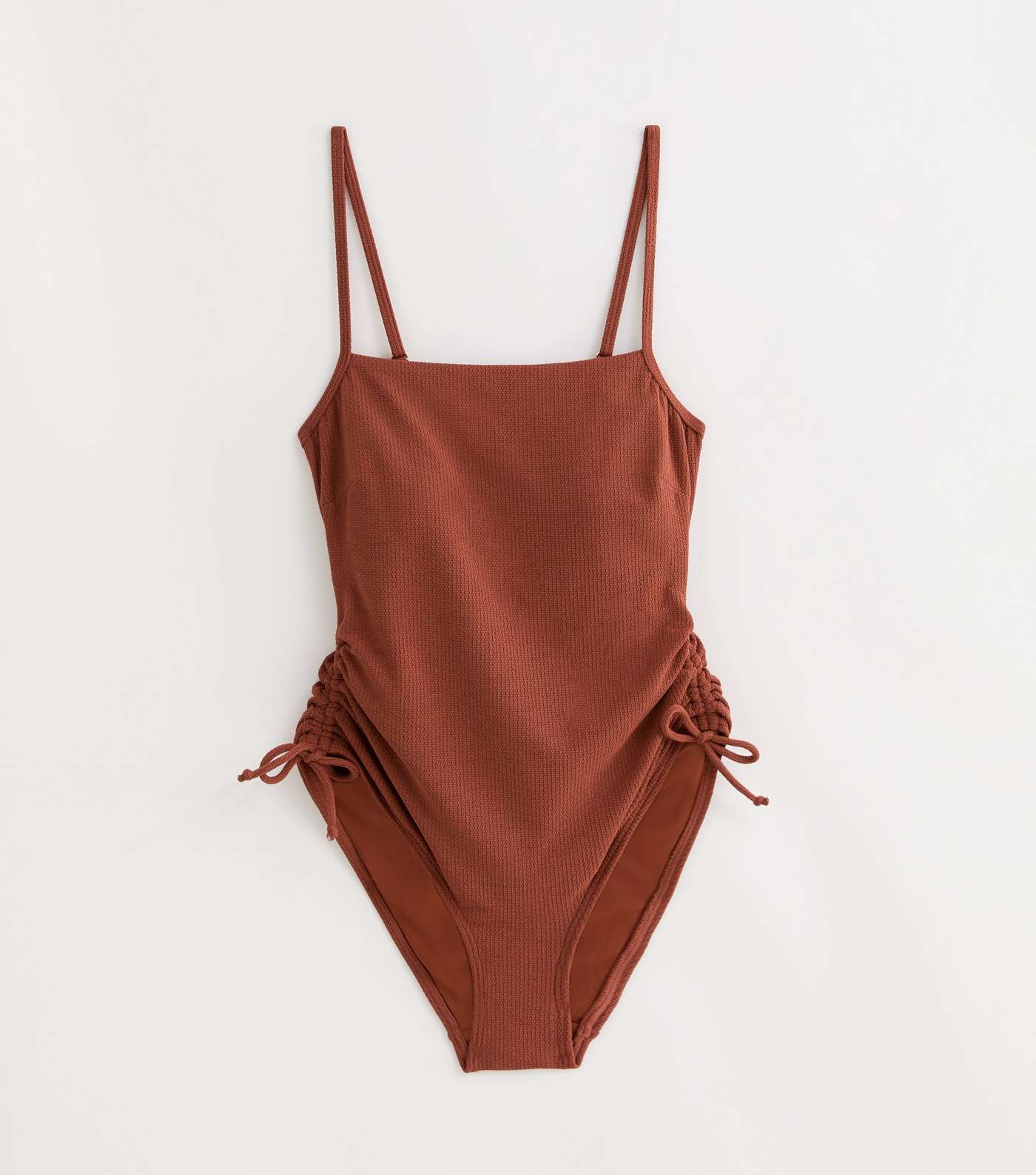 Rust Square Neck Ruched Swimsuit Image 5
