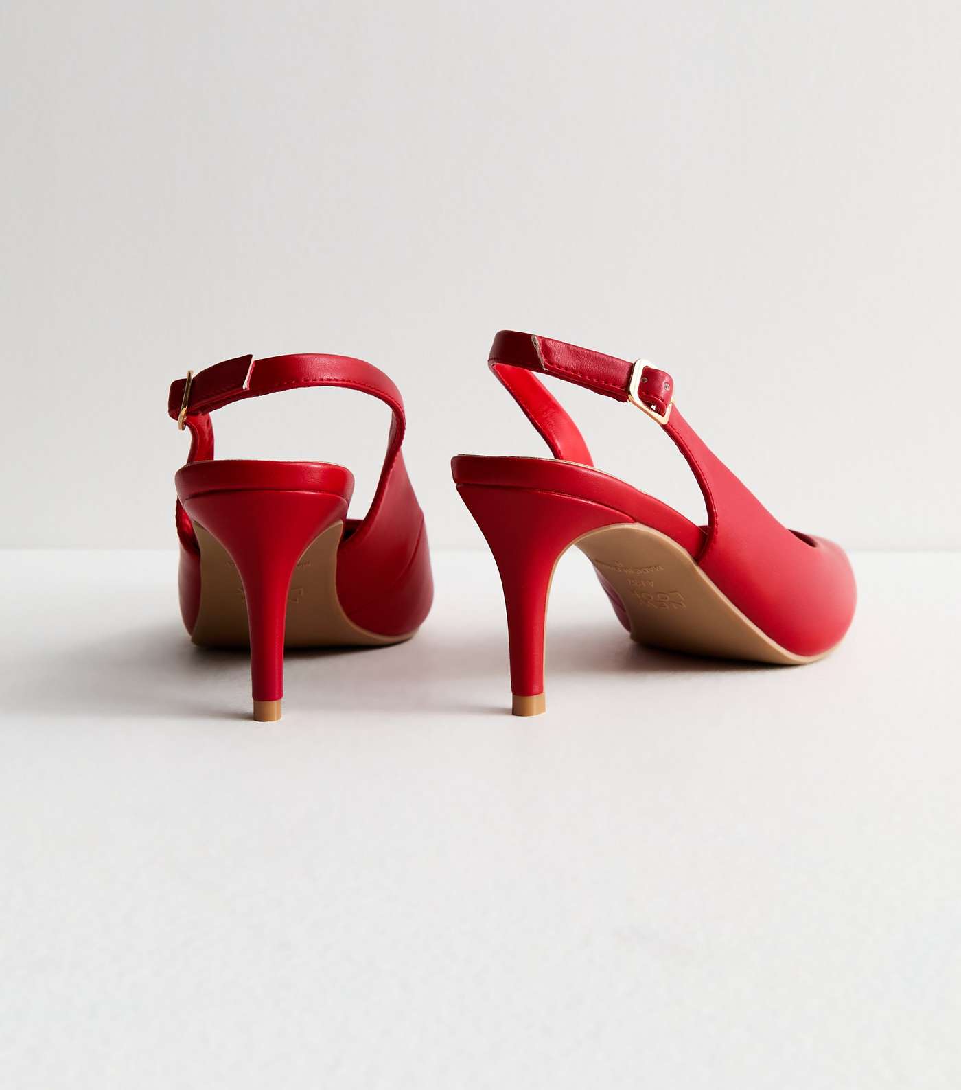 Red Pointed Slingback Stiletto Heel Court Shoes  Image 4