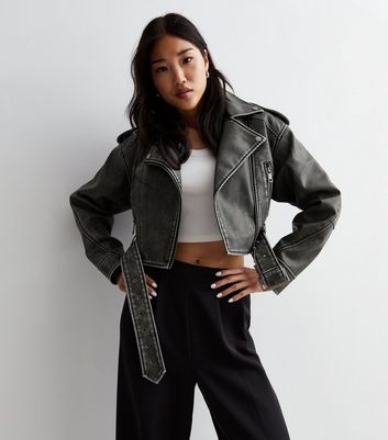 New look grey biker on sale jacket