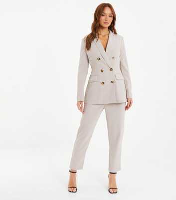 QUIZ Stone High Waist Tailored Trousers