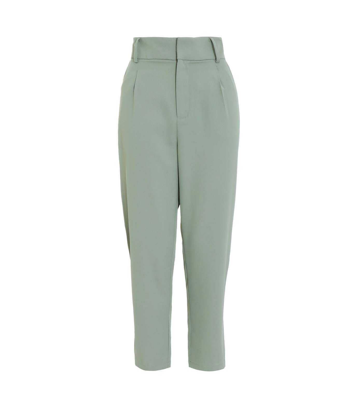 QUIZ Light Green High Waist Tailored Trousers Image 4