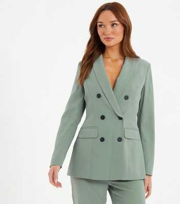 QUIZ Light Green Double Breasted Blazer