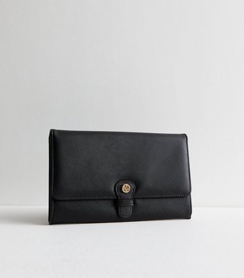 Black Leather-Look Travel Wallet New Look