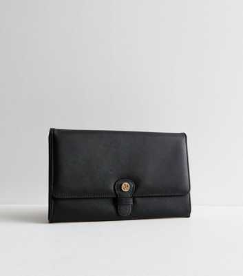 Black Leather-Look Travel Wallet