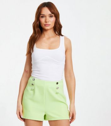 Lime green high waisted shorts fashion