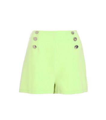 QUIZ Light Green High Waist Tailored Shorts New Look