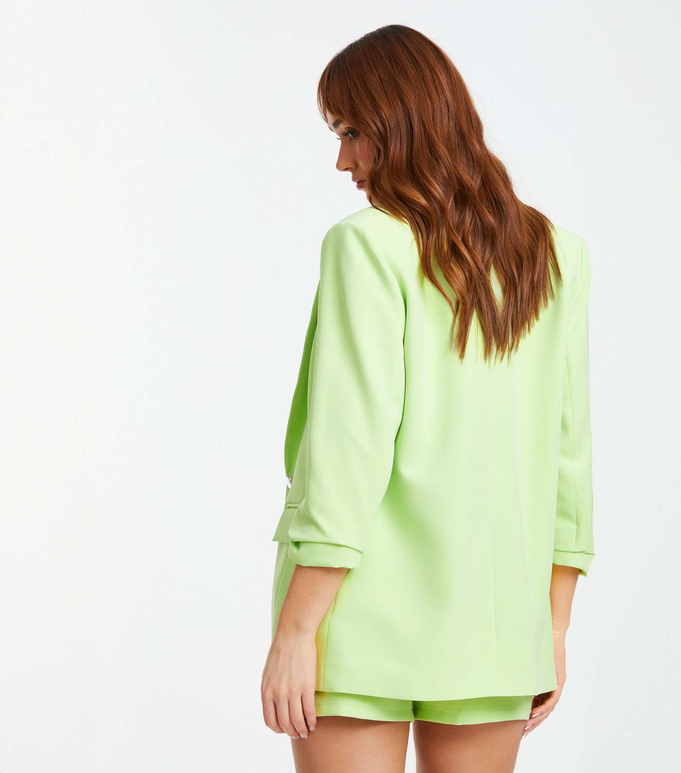 QUIZ Light Green Ruched Sleeve Blazer Image 3