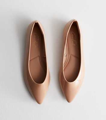 Pale Pink Patent Pointed Toe Ballerina Pumps
