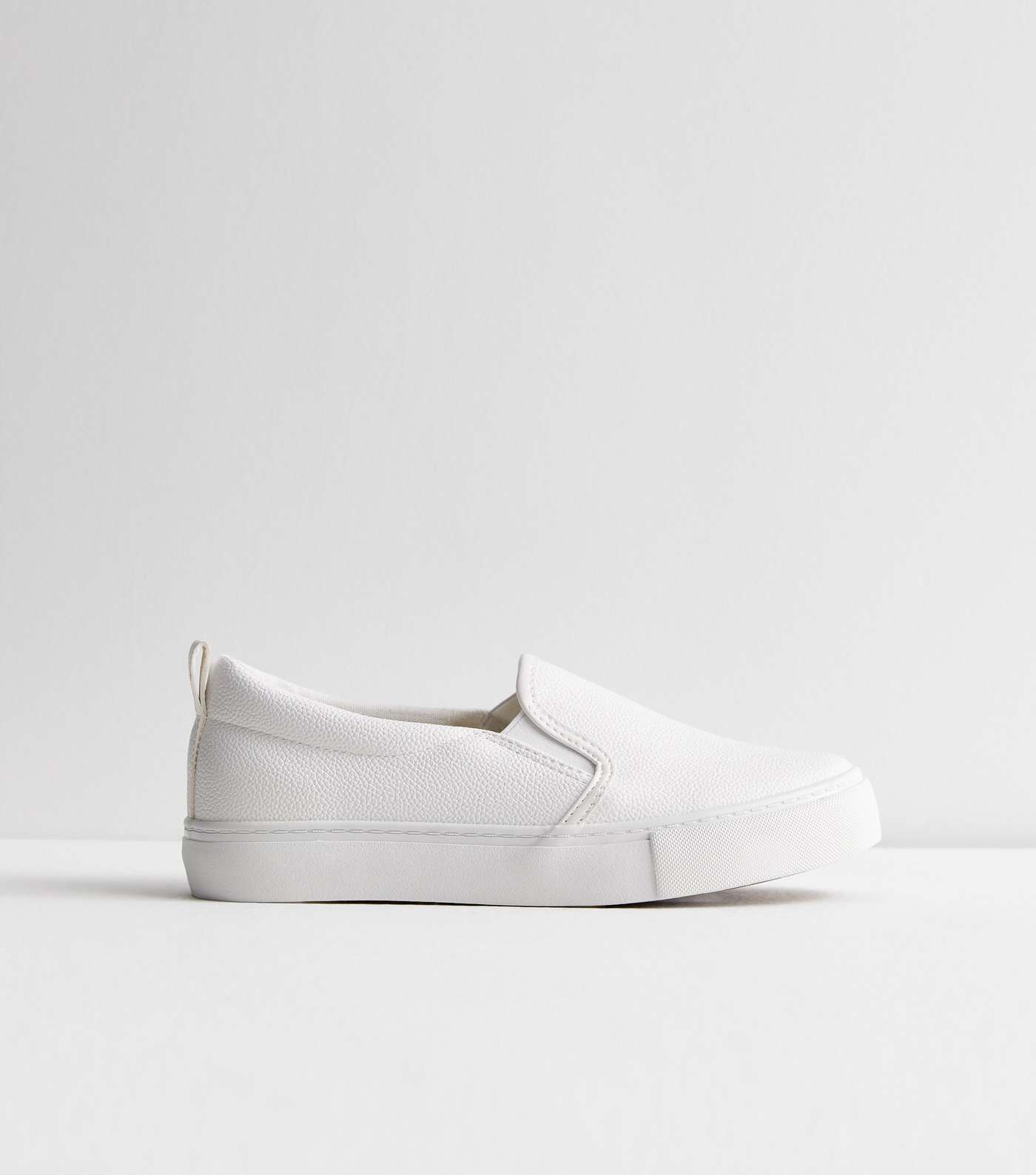 White Leather-Look Slip On Trainers Image 5